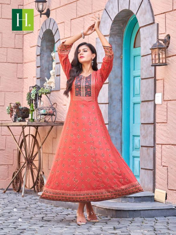 Hirwa Samantha 3 Long Rayon Designer Anarkali Kurti Collection 